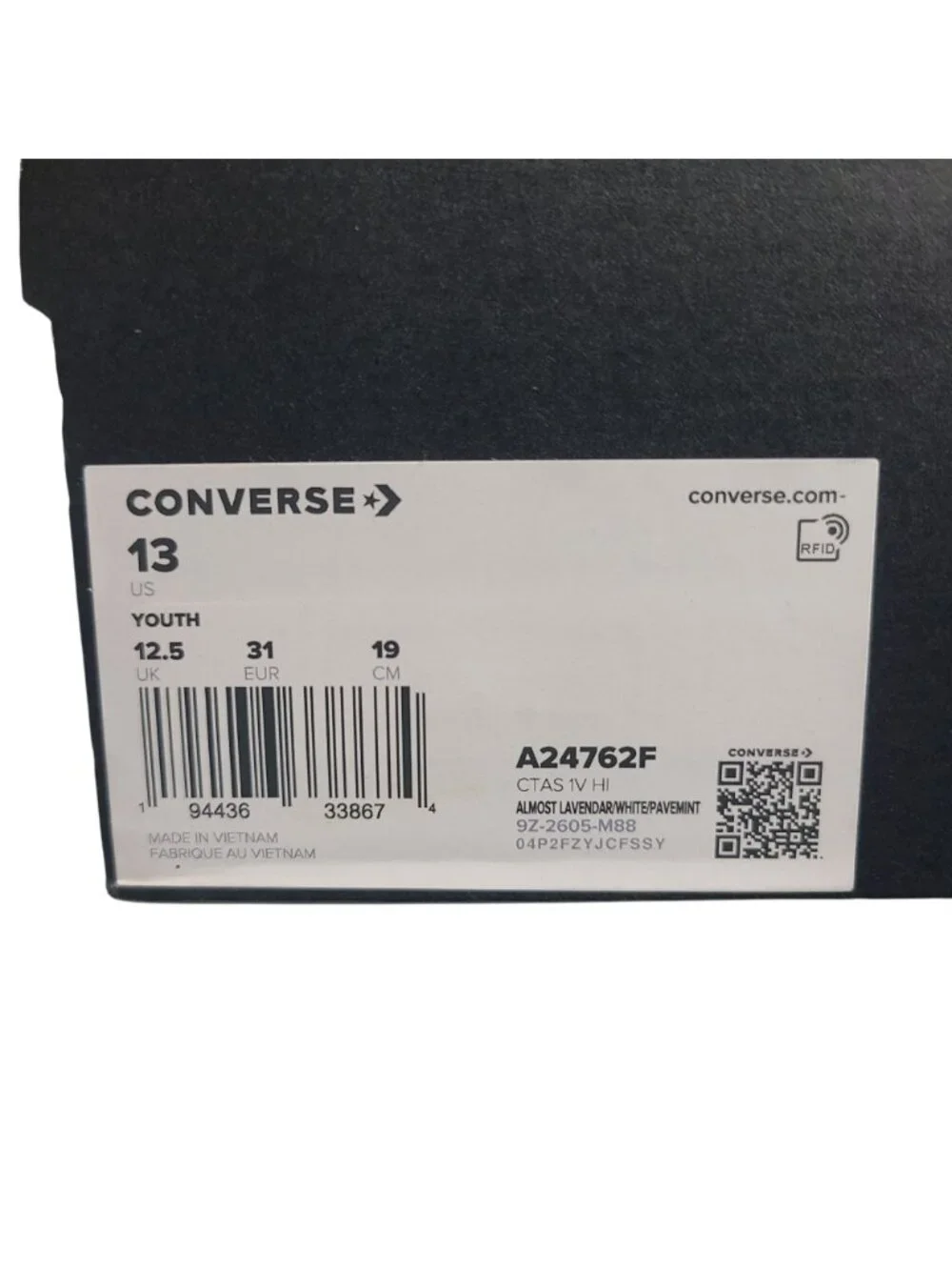 NEW Converse All Star Youth High-Top Sneakers Embroidered Floral Lavender Sz 13